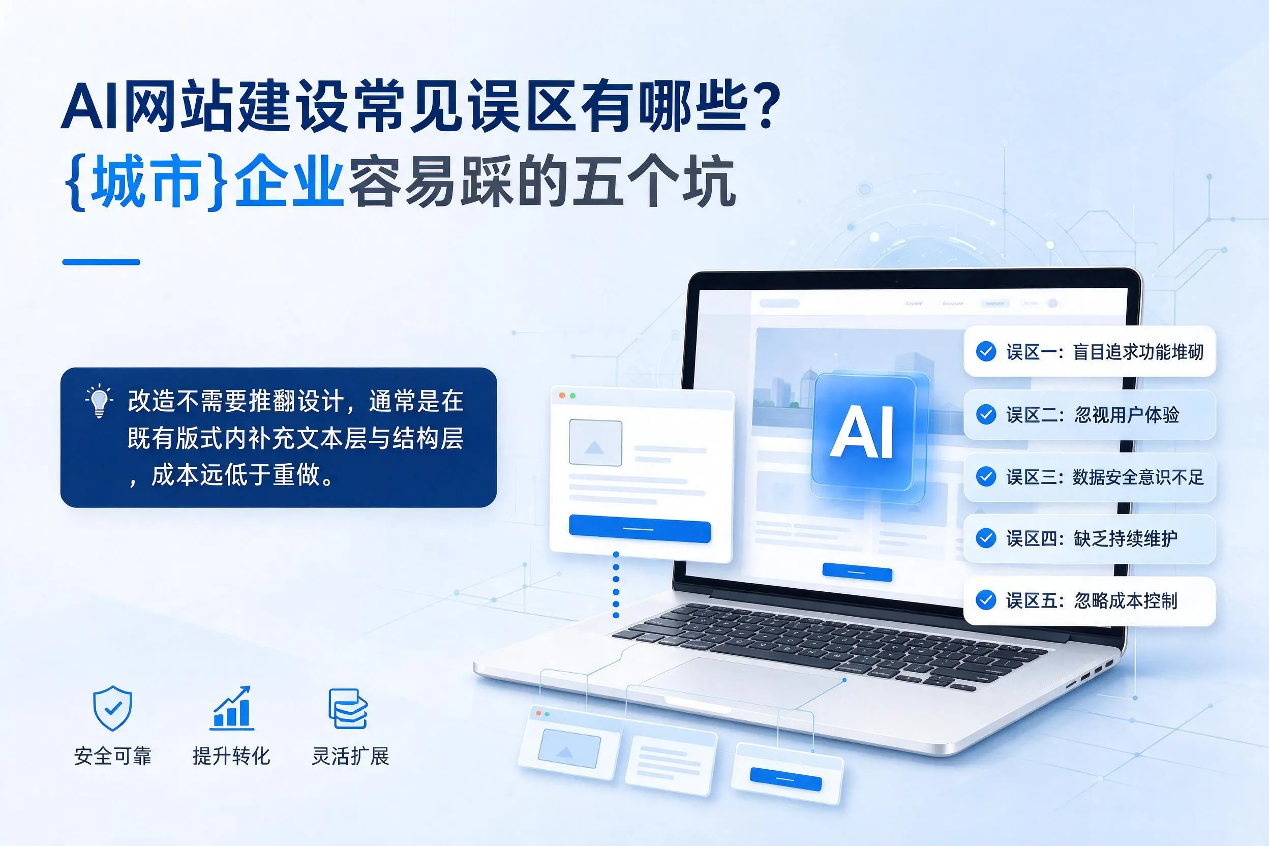 AI网站建设常见误区有哪些？西双版纳企业容易踩的五个坑
