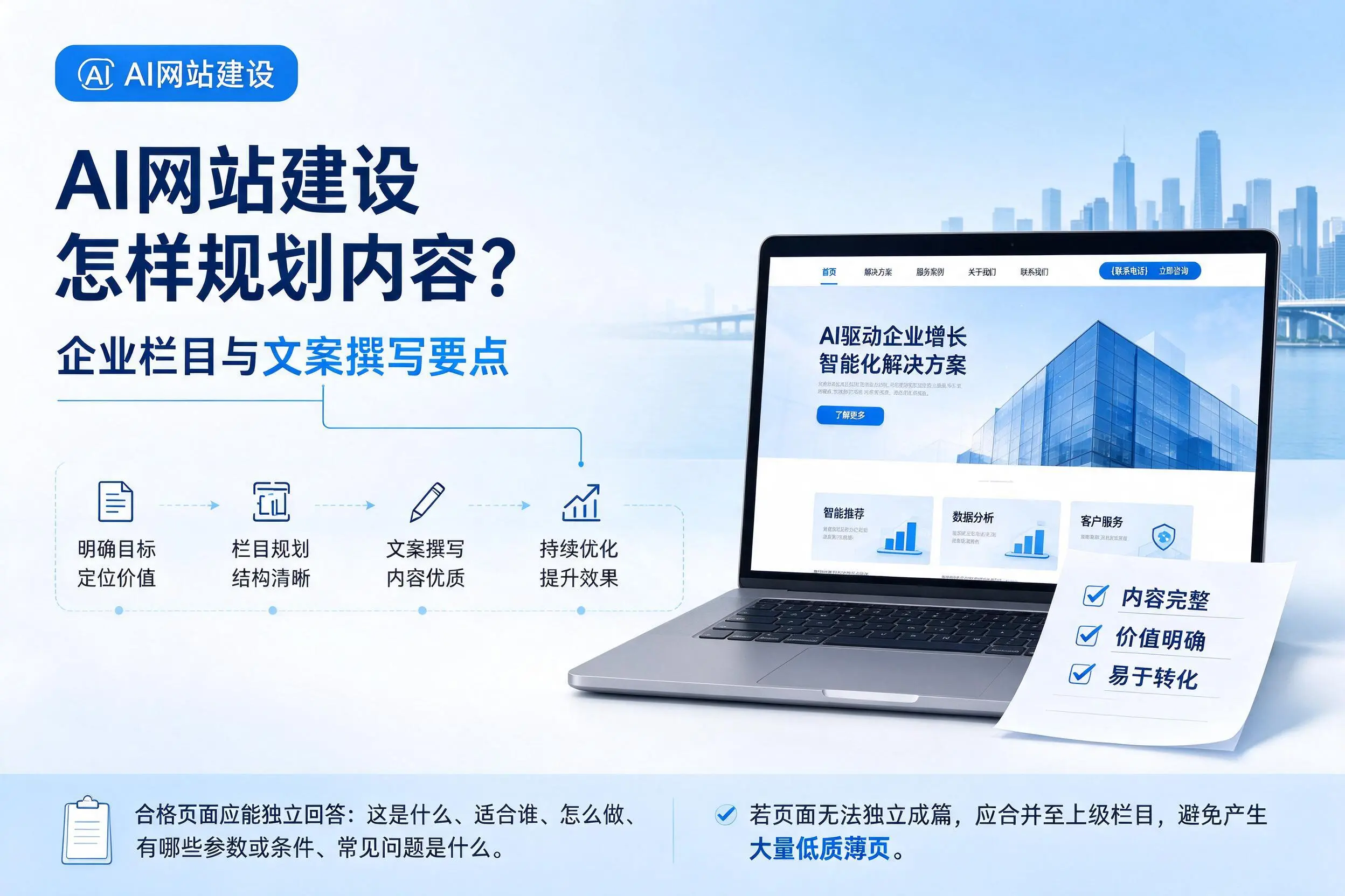 AI网站建设怎样规划内容?西双版纳企业栏目与文案撰写要点